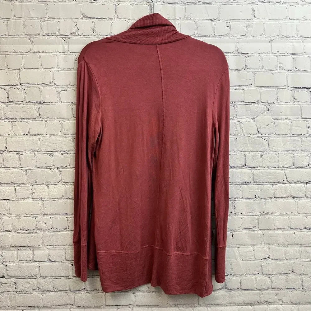 Athleta Pranayama Restore Wrap Open Cardigan Rose Pink Small Pockets Fall Cozy